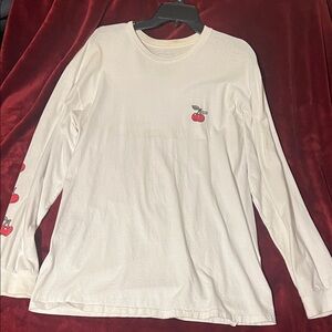 White Long Sleeve Shirt with Cherry Design